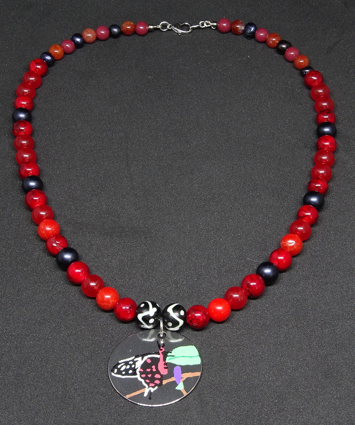 Crimson Rose Swallowtail Butterfly Necklace