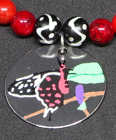 Crimson Rose Swallowtail Butterfly Necklace