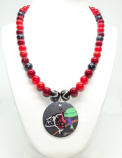 Crimson Rose Swallowtail Butterfly Necklace
