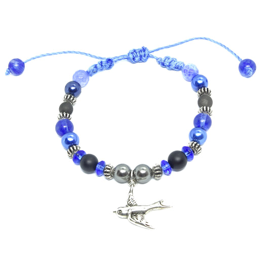 Adjustable Indigo Bunting Bracelet